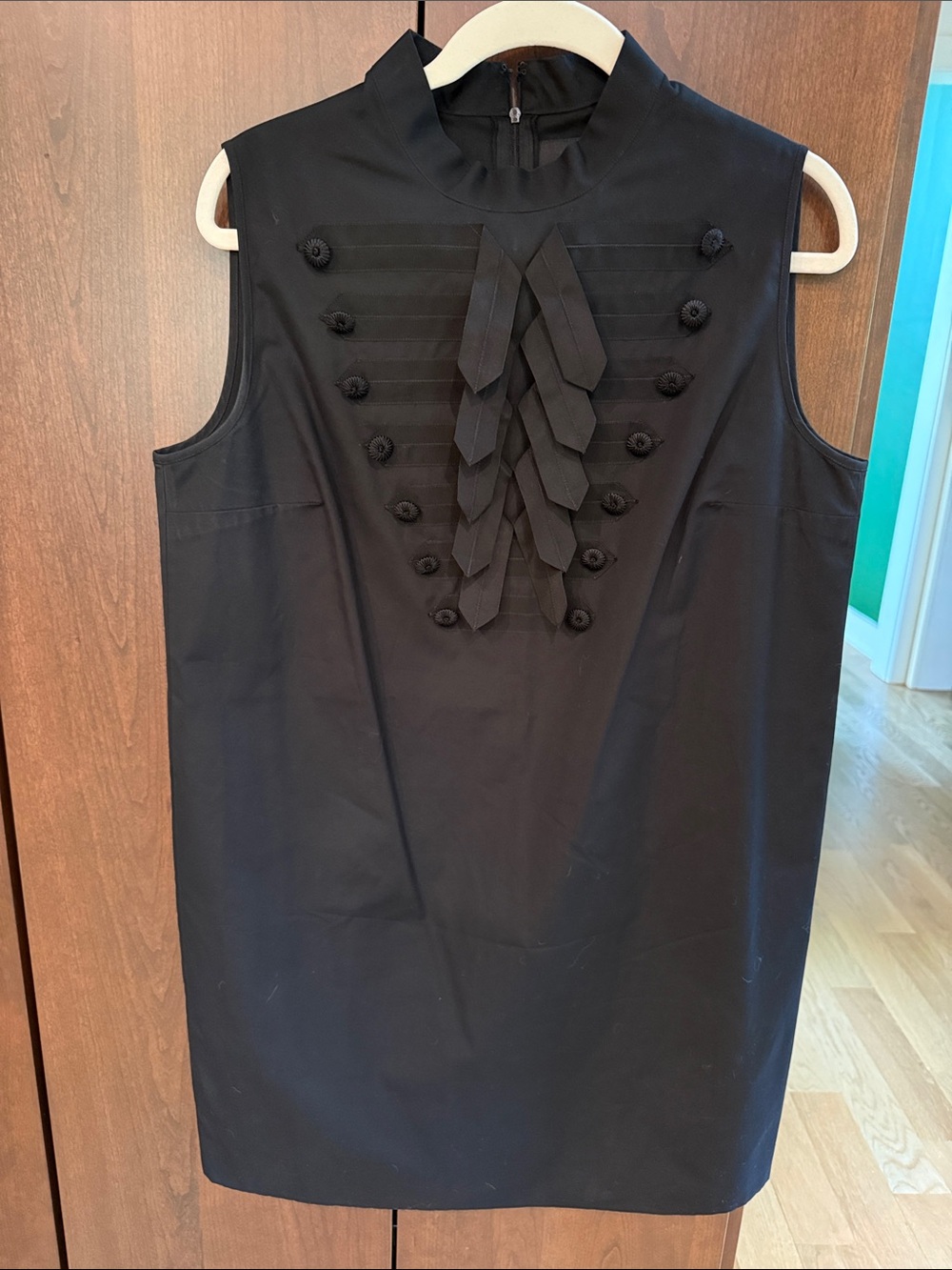 DSQUARED2 Black Sleeveless Mock-Neck Dress with Pleated Front Detail